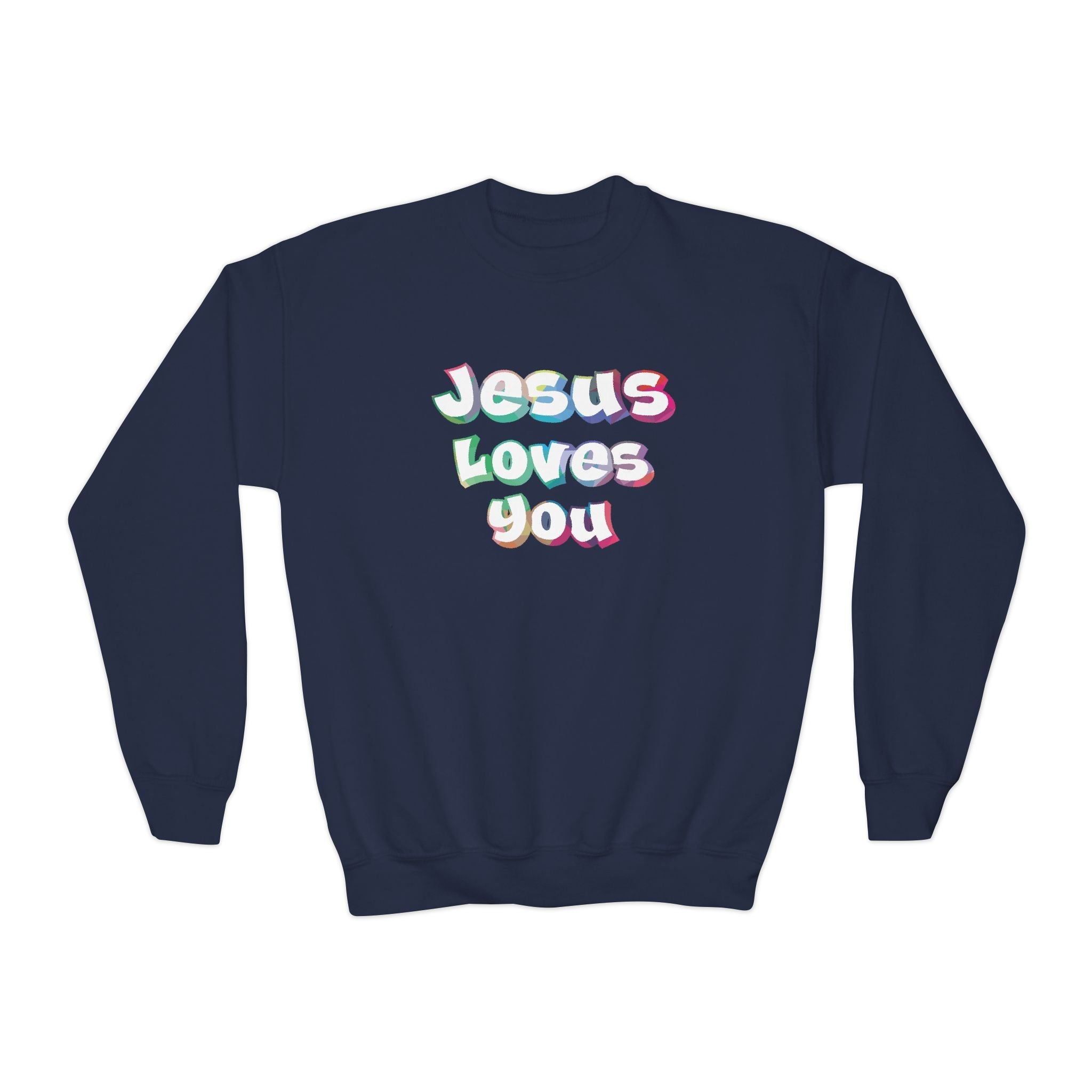 Faith Based Youth Sweatshirt - Jesus Loves You | Kids clothes by atgodanddesigns