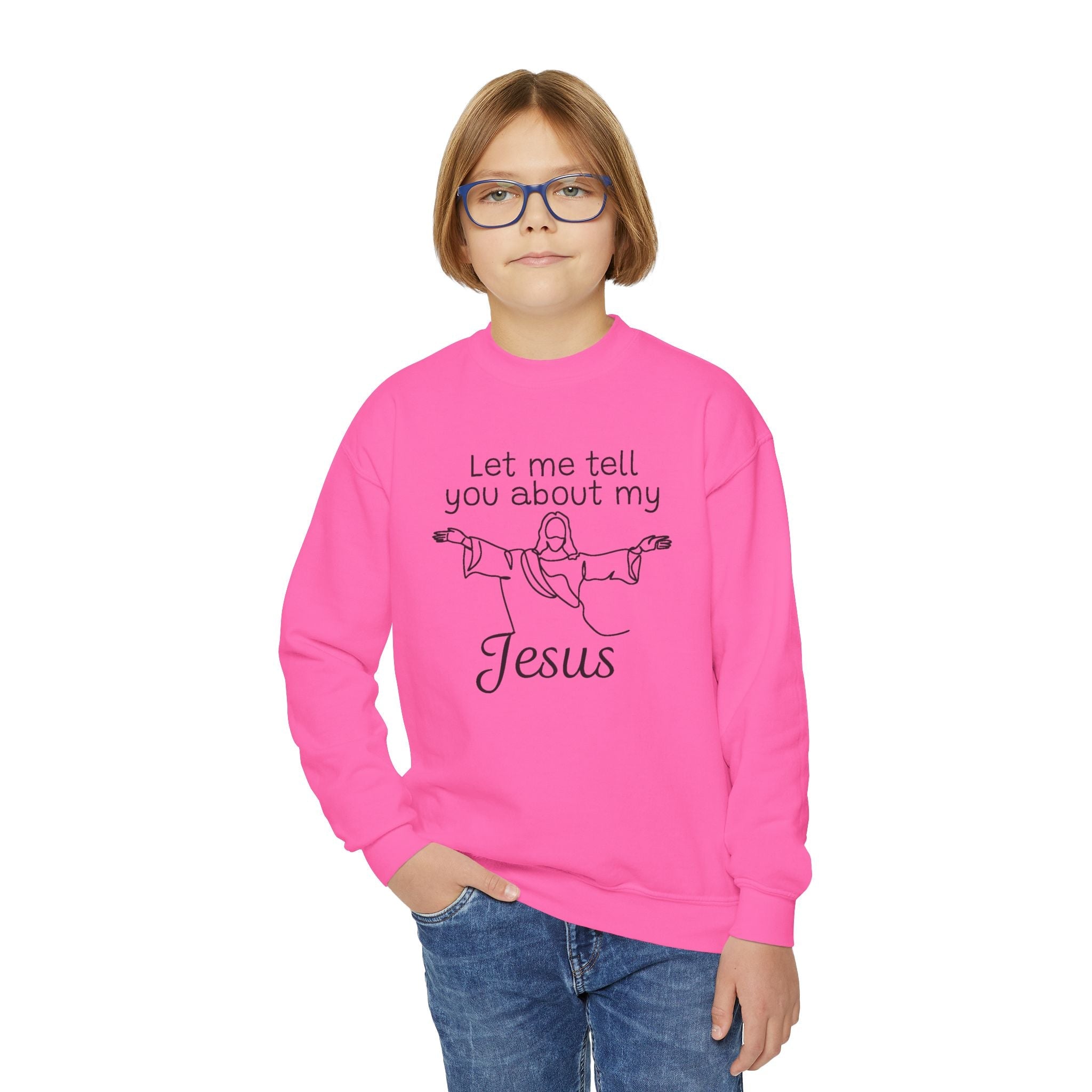 Faith Based Youth Sweatshirt - Let Me Tell You About My Jesus | Kids clothes by atgodanddesigns