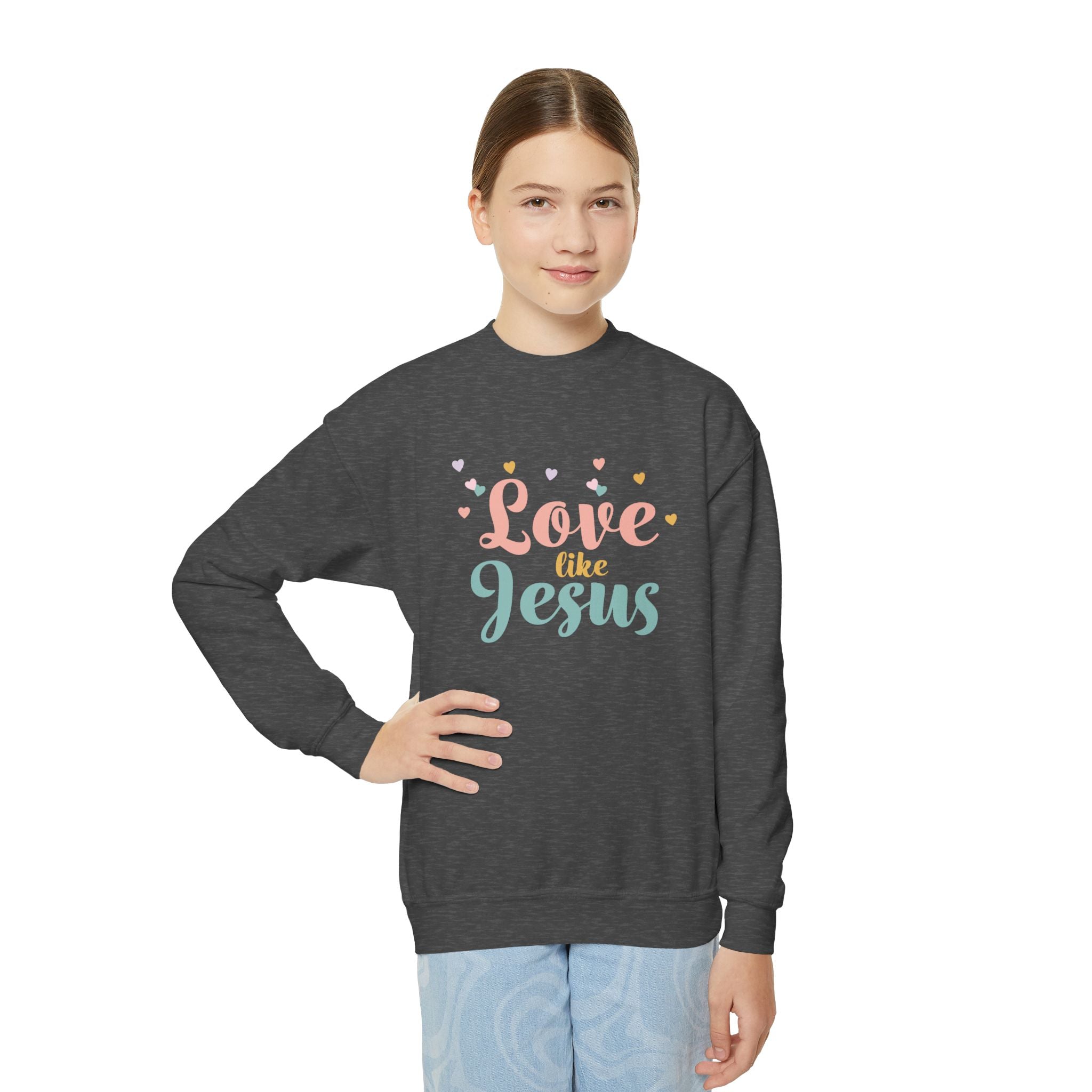 Faith Based Youth Sweatshirt - Love Like Jesus | Kids clothes by atgodanddesigns