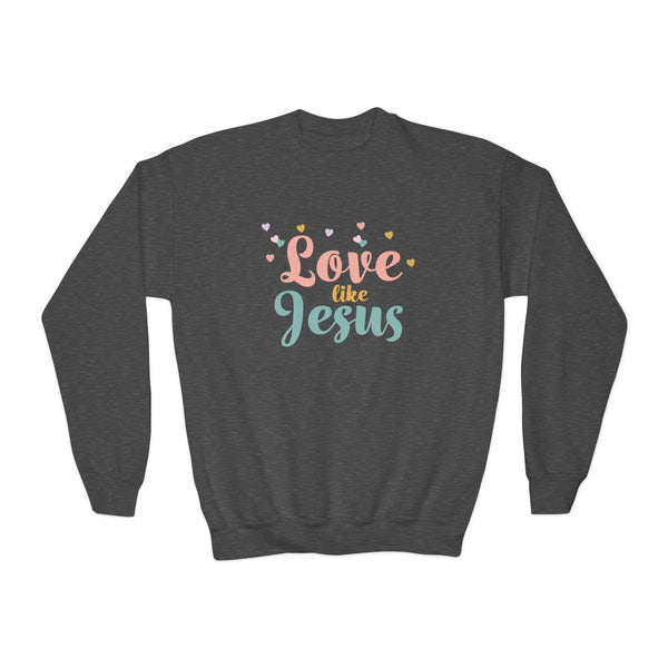 Faith Based Youth Sweatshirt - Love Like Jesus | Kids clothes by atgodanddesigns