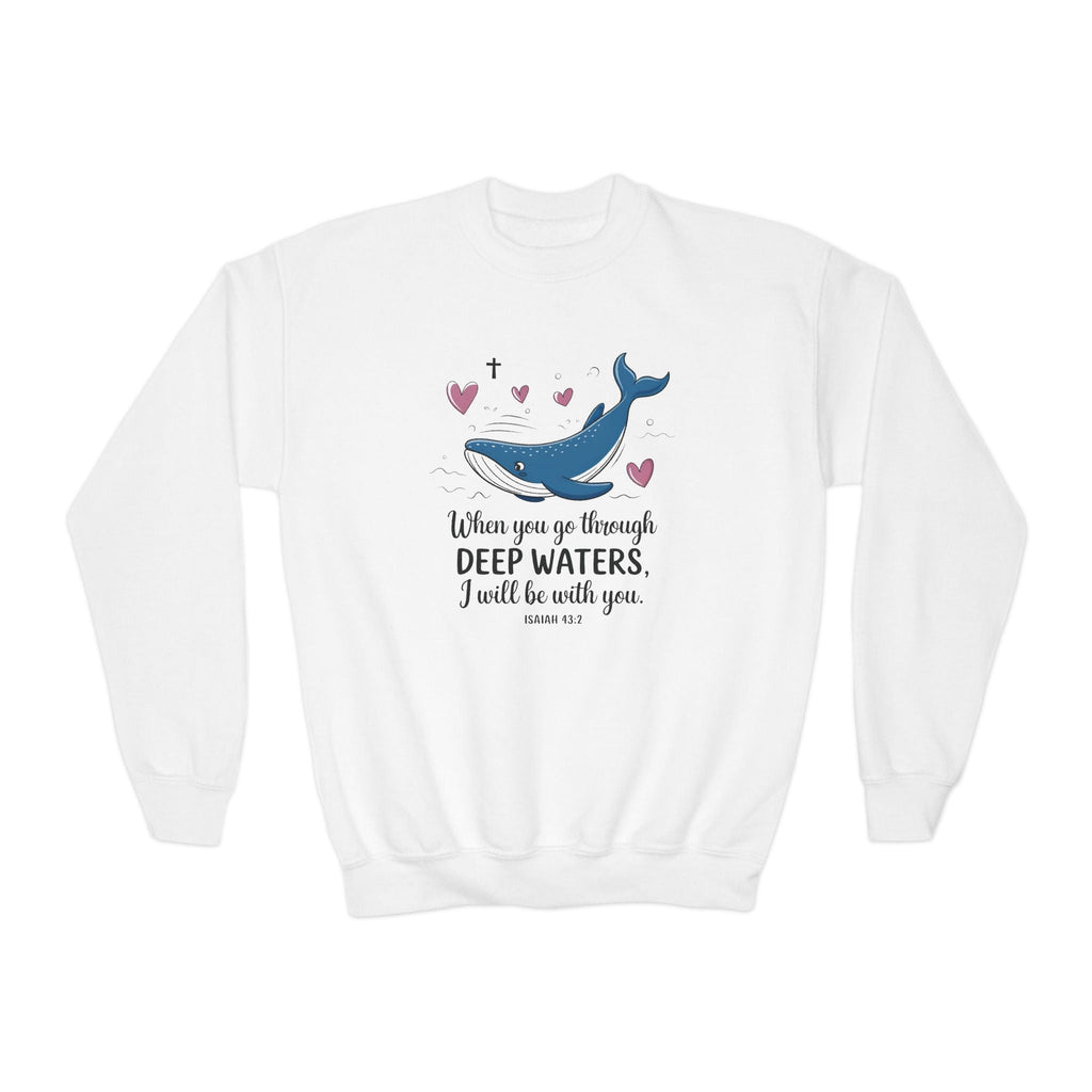 Faith Based Youth Sweatshirt - When You Go Through Deep Waters | Kids clothes by atgodanddesigns