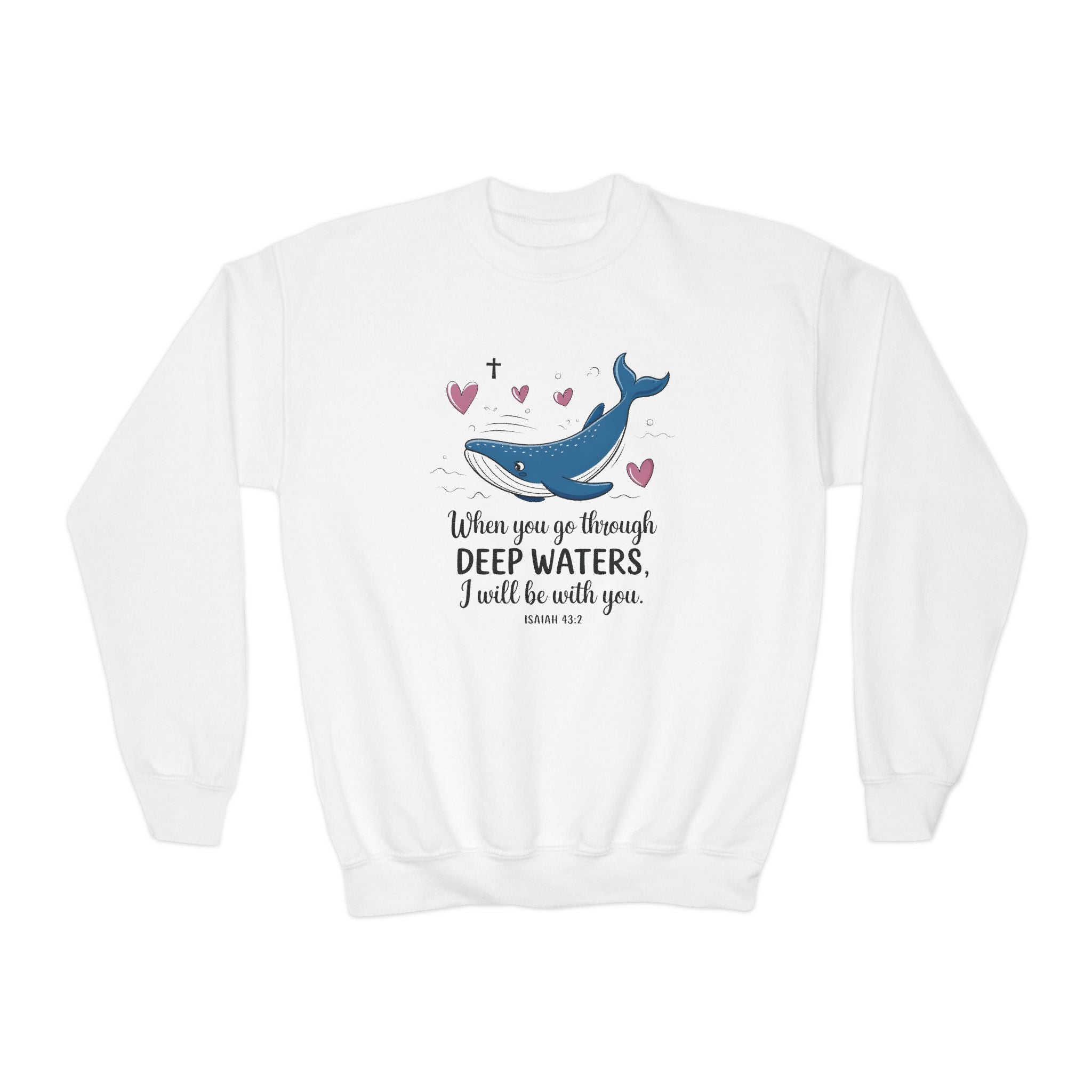 Faith Based Youth Sweatshirt - When You Go Through Deep Waters | Kids clothes by atgodanddesigns