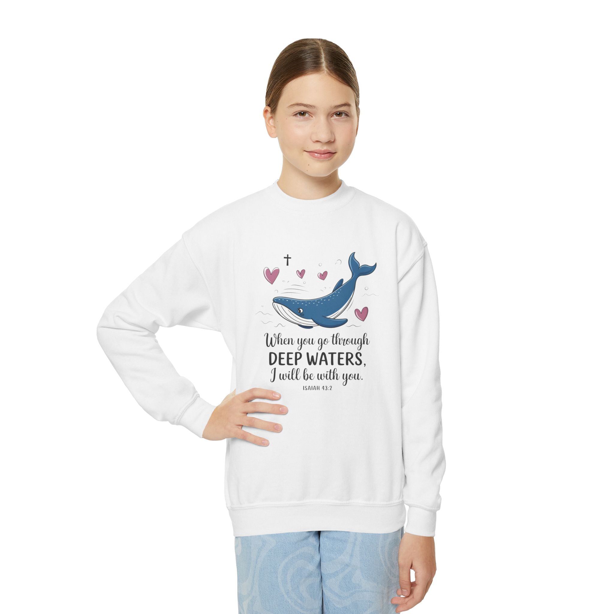 Faith Based Youth Sweatshirt - When You Go Through Deep Waters | Kids clothes by atgodanddesigns