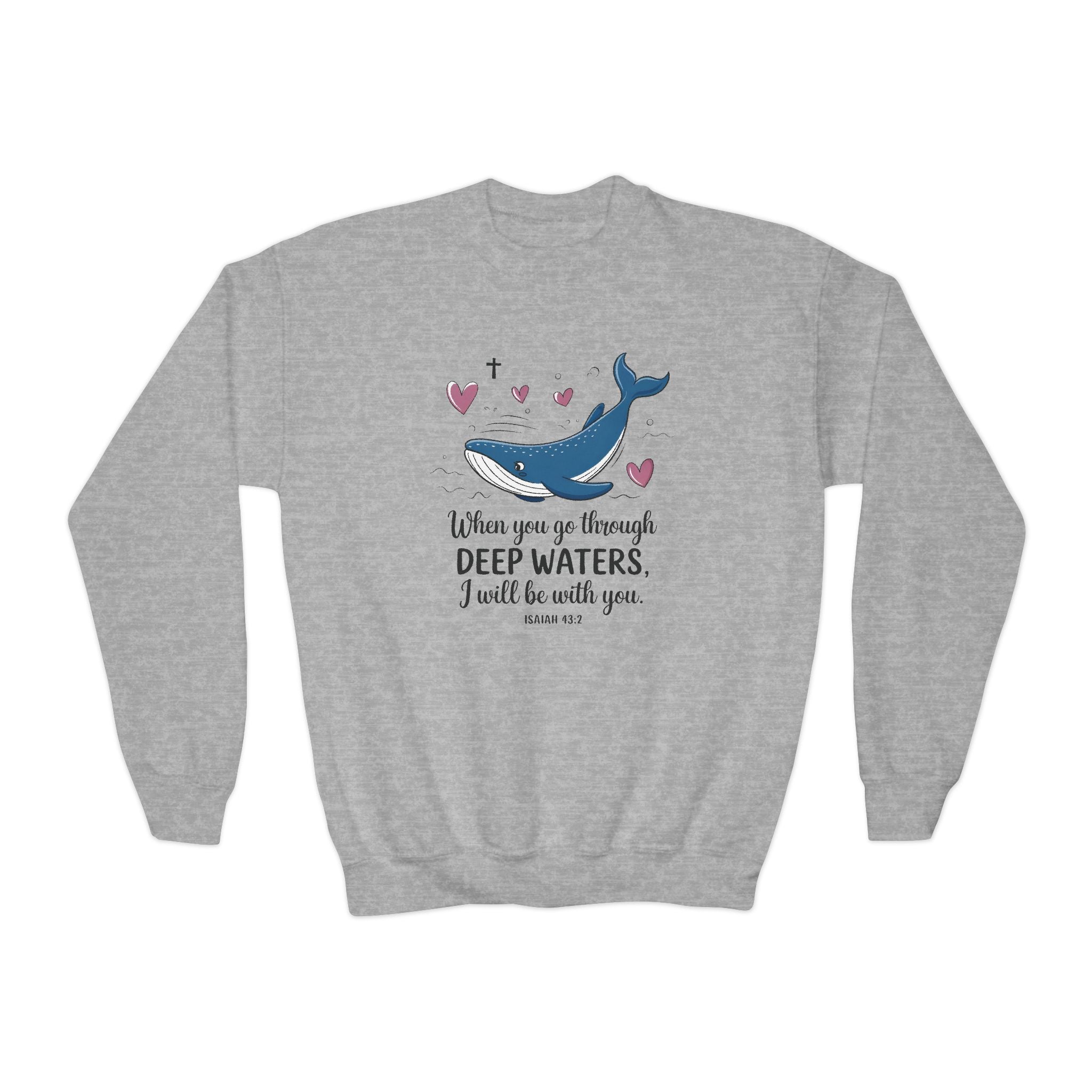 Faith Based Youth Sweatshirt - When You Go Through Deep Waters | Kids clothes by atgodanddesigns