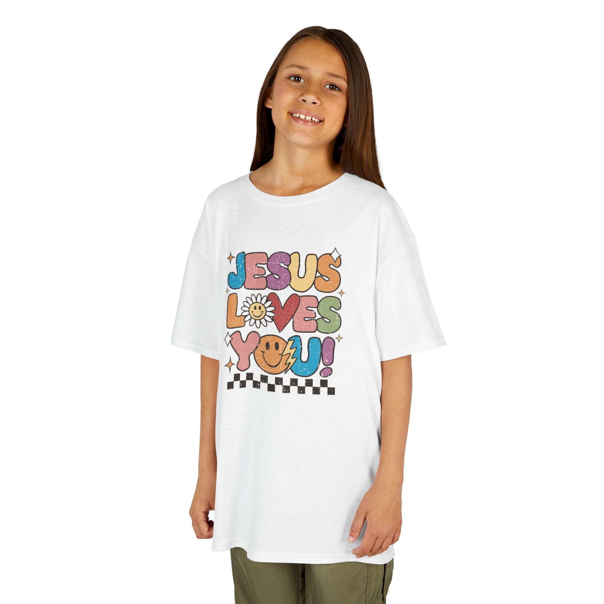 Faith Based Youth T-Shirt - Jesus Loves You | Kids clothes by atgodanddesigns
