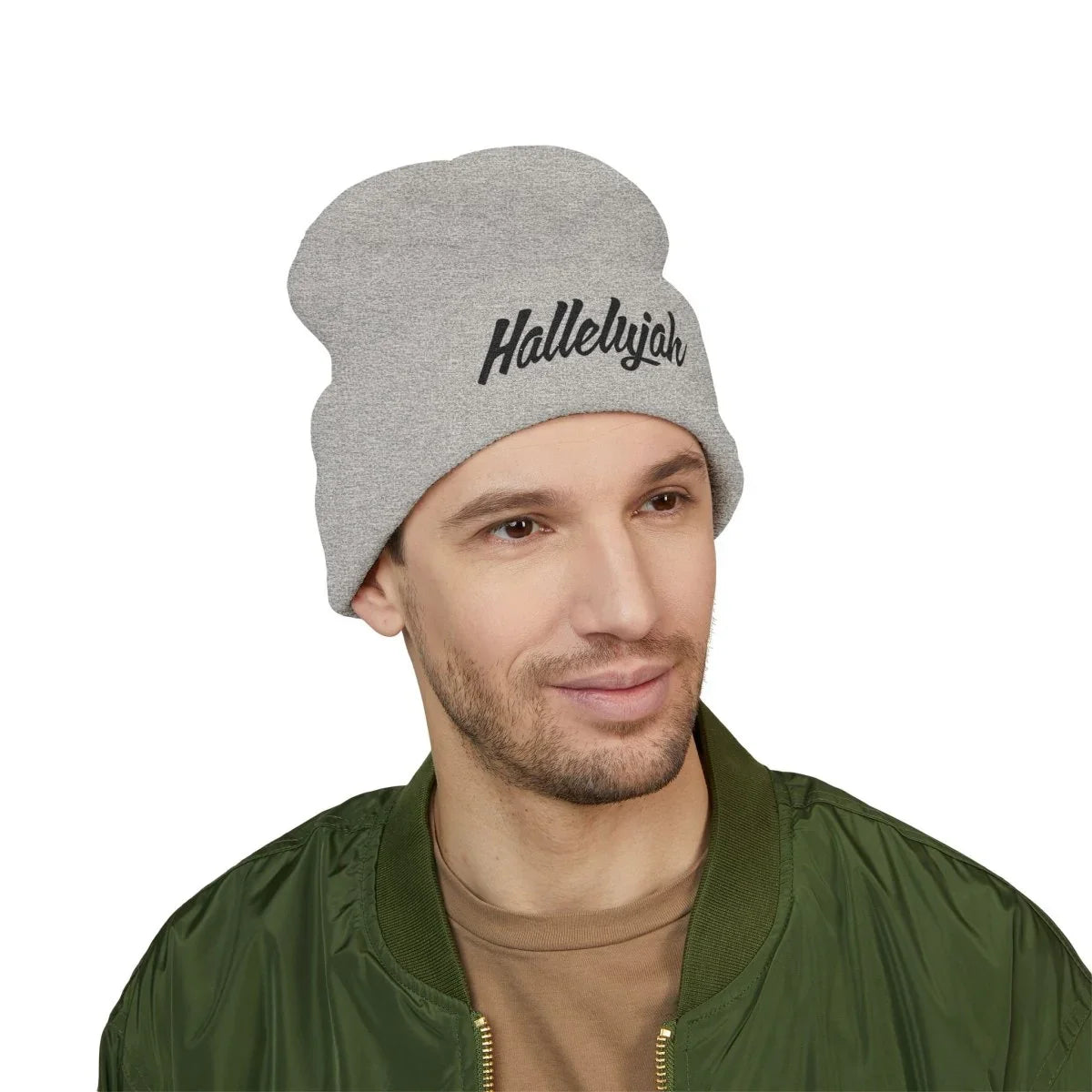 Faith Inspired Classic Cuffed Beanie Embroidery - Hallelujah | Hats by atgodanddesigns