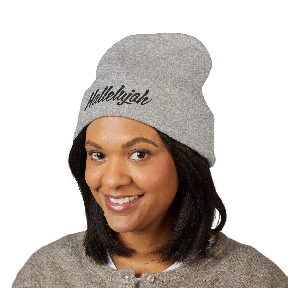 Faith Inspired Classic Cuffed Beanie Embroidery - Hallelujah | Hats by atgodanddesigns