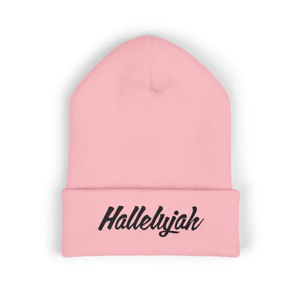 Faith Inspired Classic Cuffed Beanie Embroidery - Hallelujah | Hats by atgodanddesigns