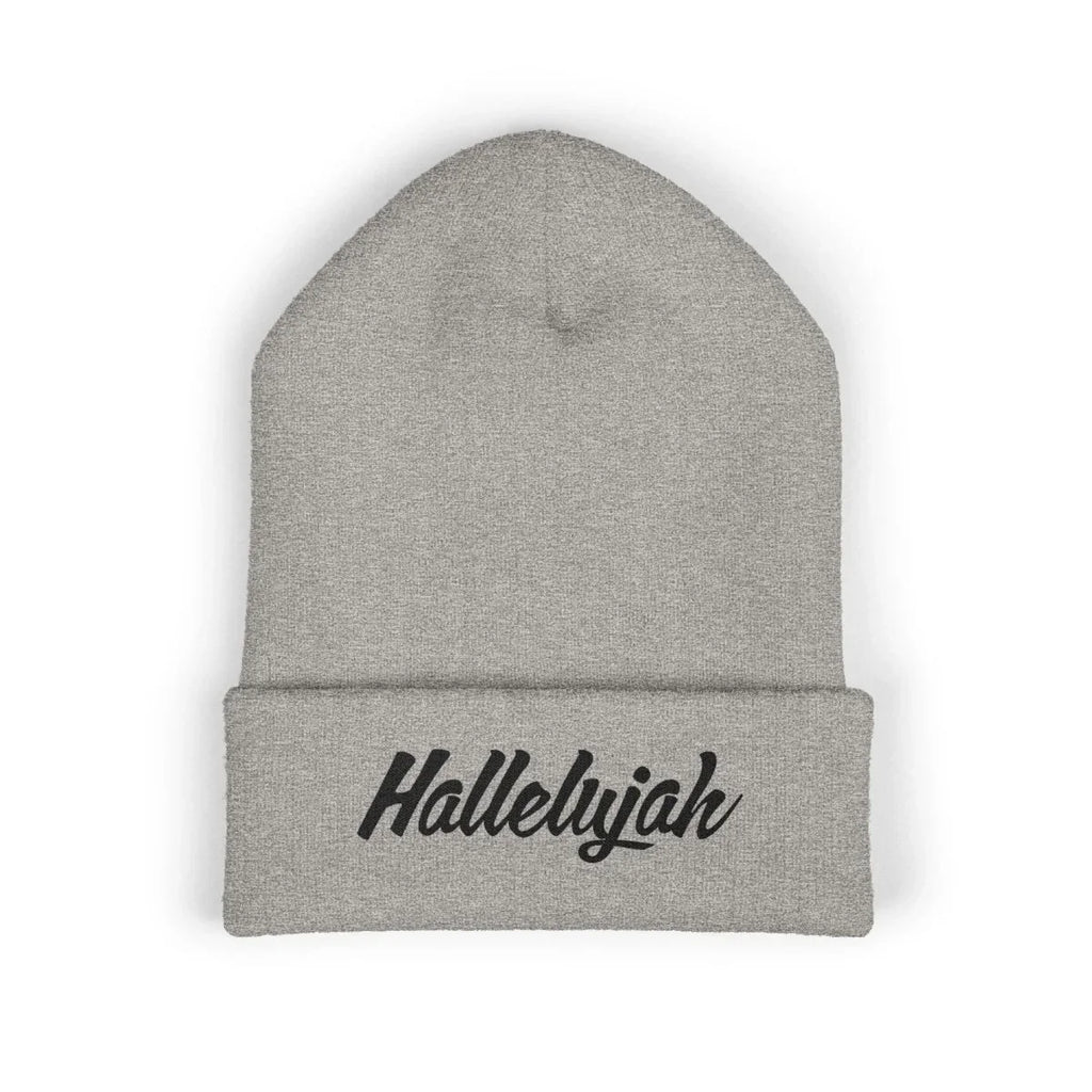 Faith Inspired Classic Cuffed Beanie Embroidery - Hallelujah | Hats by atgodanddesigns