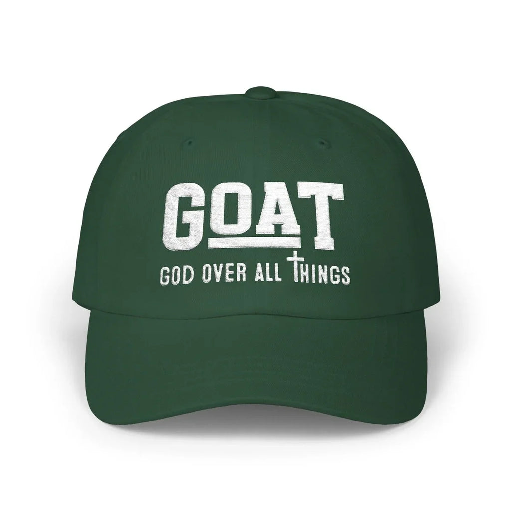 Faith Inspired Classic Dad Cap - GOAT 'God Over All Things' | Hats by atgodanddesigns