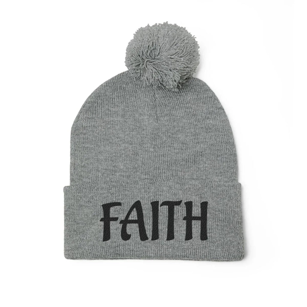 Faith Inspired Pom - Pom Beanie Embroidered - Faith | Hats by atgodanddesigns