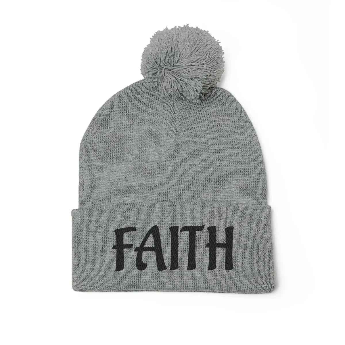 Faith Inspired Pom - Pom Beanie Embroidered - Faith | Hats by atgodanddesigns
