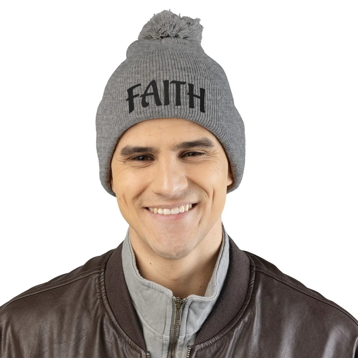 Faith Inspired Pom - Pom Beanie Embroidered - Faith | Hats by atgodanddesigns