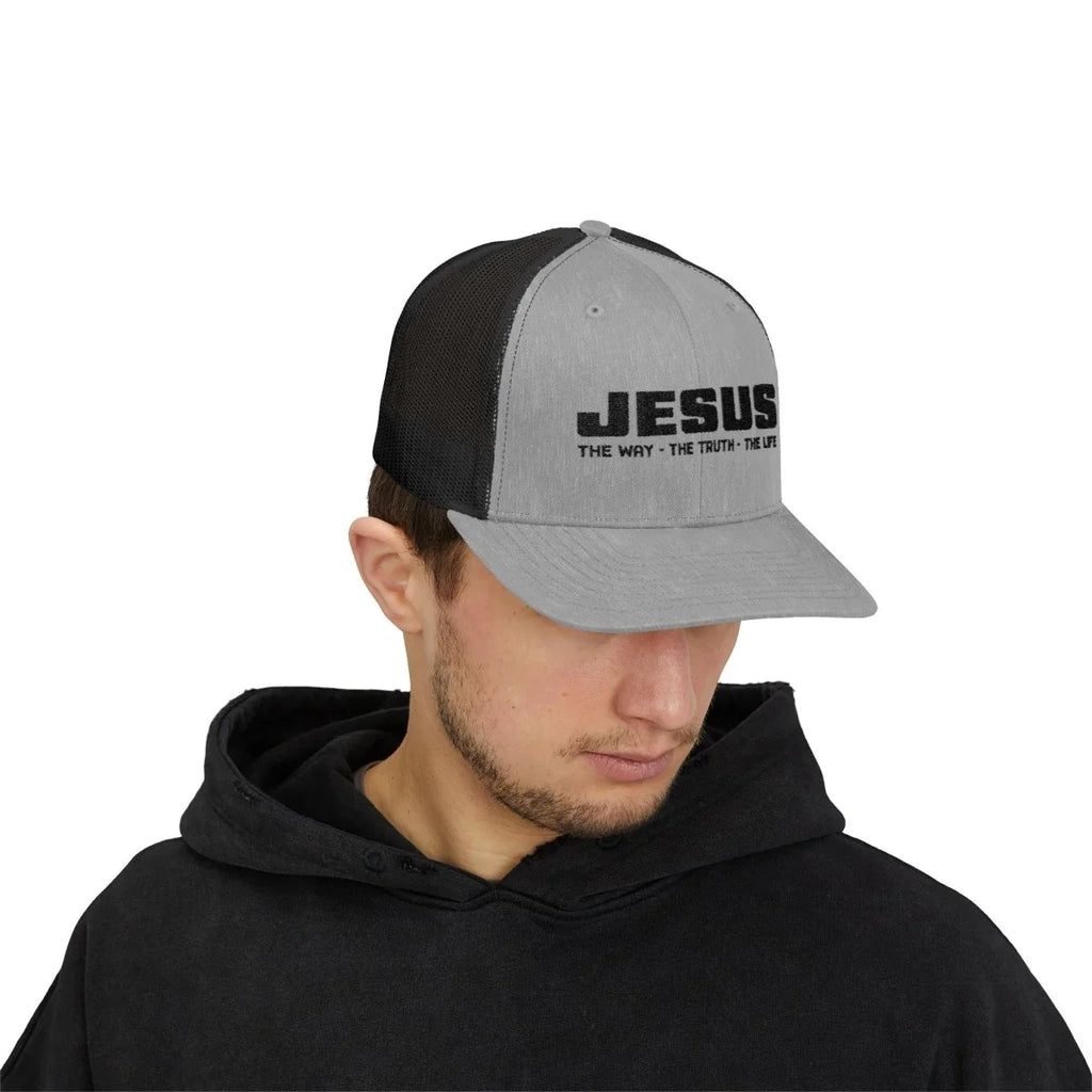 Faith Inspired Snapback Trucker Cap Embroidered - Jesus The Way The Truth The Life | Hats by atgodanddesigns