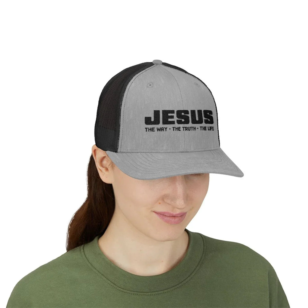 Faith Inspired Snapback Trucker Cap Embroidered - Jesus The Way The Truth The Life | Hats by atgodanddesigns