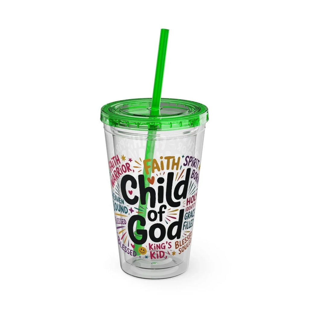 Faith Inspired Sunsplash Inspirational Tumbler with Straw 16oz Kids' - Child Of God | Mug by atgodanddesigns