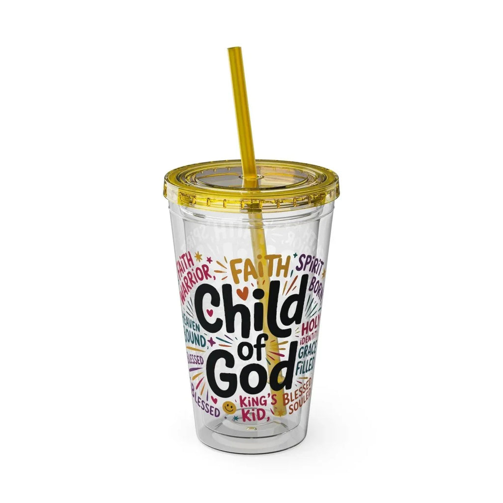 Faith Inspired Sunsplash Inspirational Tumbler with Straw 16oz Kids' - Child Of God | Mug by atgodanddesigns