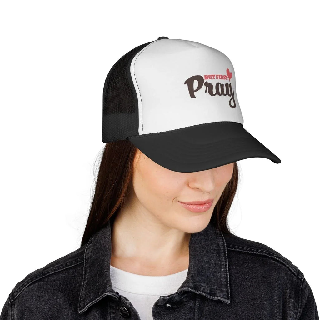 Faith Inspired Trucker Hat - But First Pray | Hats by atgodanddesigns