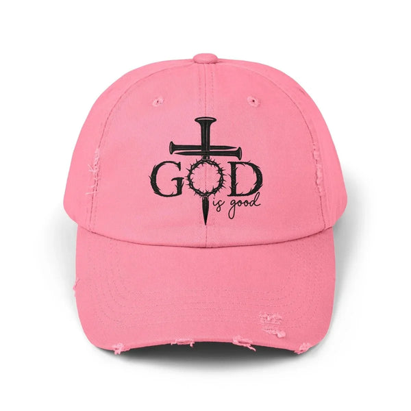 Faith Inspired Unisex Distressed Baseball Cap - God Is Good | Hats by atgodanddesigns