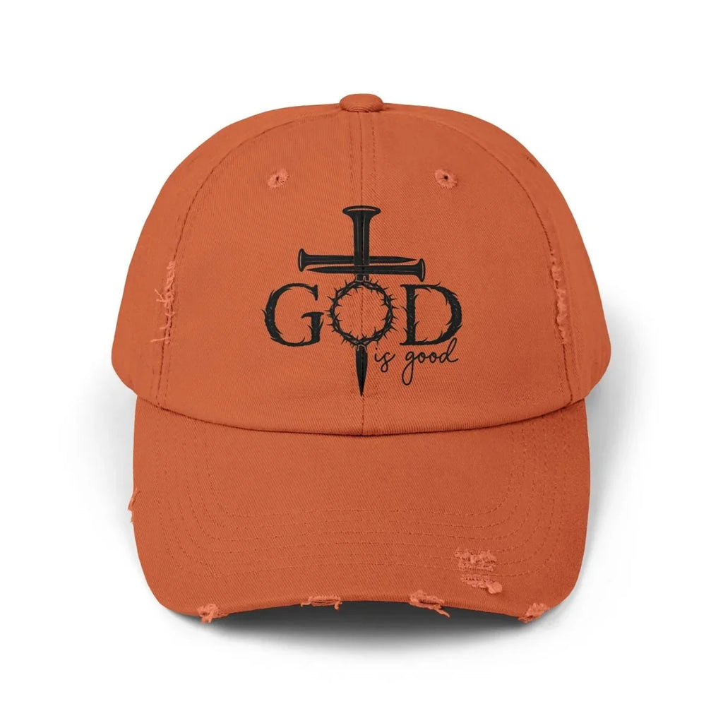 Faith Inspired Unisex Distressed Baseball Cap - God Is Good | Hats by atgodanddesigns