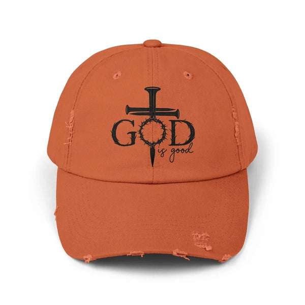 Faith Inspired Unisex Distressed Baseball Cap - God Is Good | Hats by atgodanddesigns