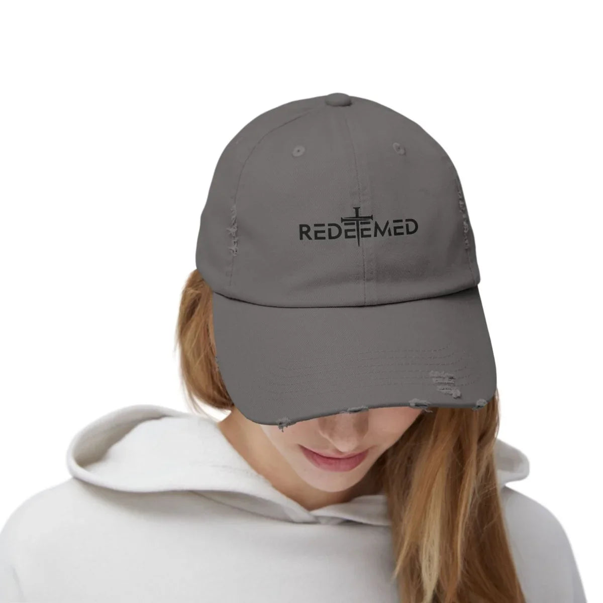 Faith Inspired Unisex Distressed Baseball Cap - Redeemed | Hats by atgodanddesigns