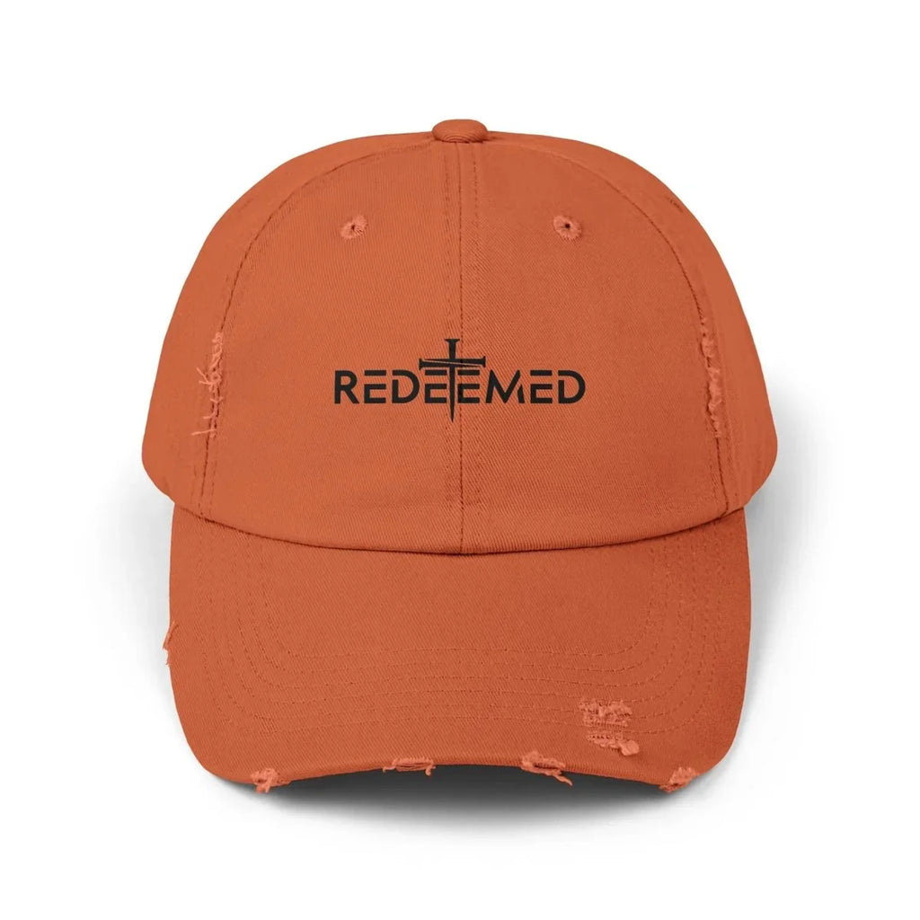 Faith Inspired Unisex Distressed Baseball Cap - Redeemed | Hats by atgodanddesigns