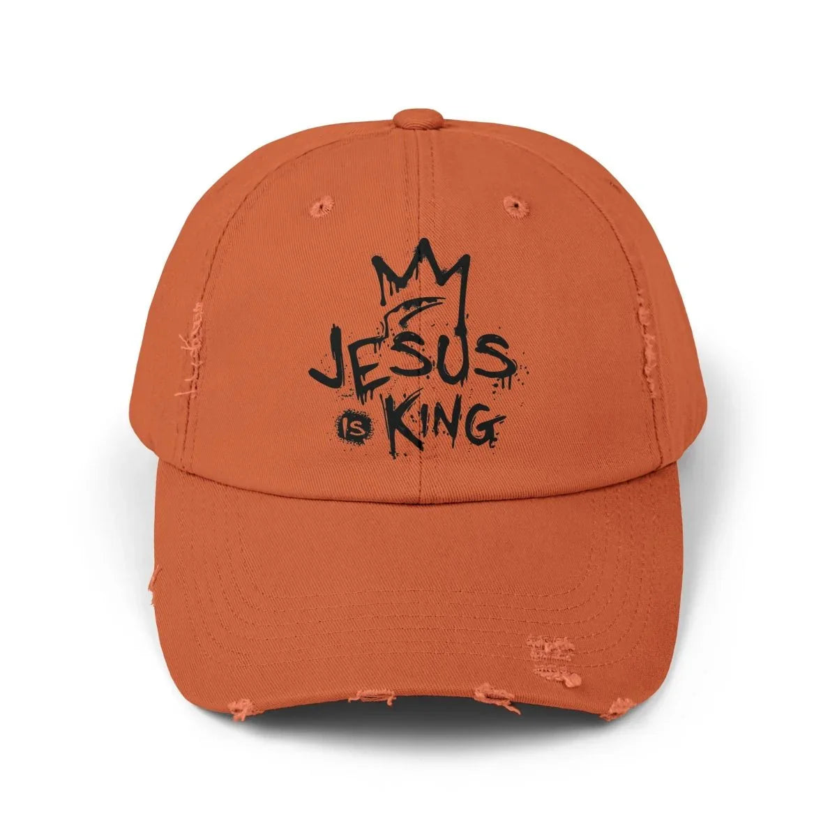 Faith Inspired Unisex Distressed Cap - Jesus Is King | Hats by atgodanddesigns