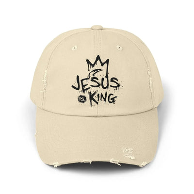 Faith Inspired Unisex Distressed Cap - Jesus Is King | Hats by atgodanddesigns
