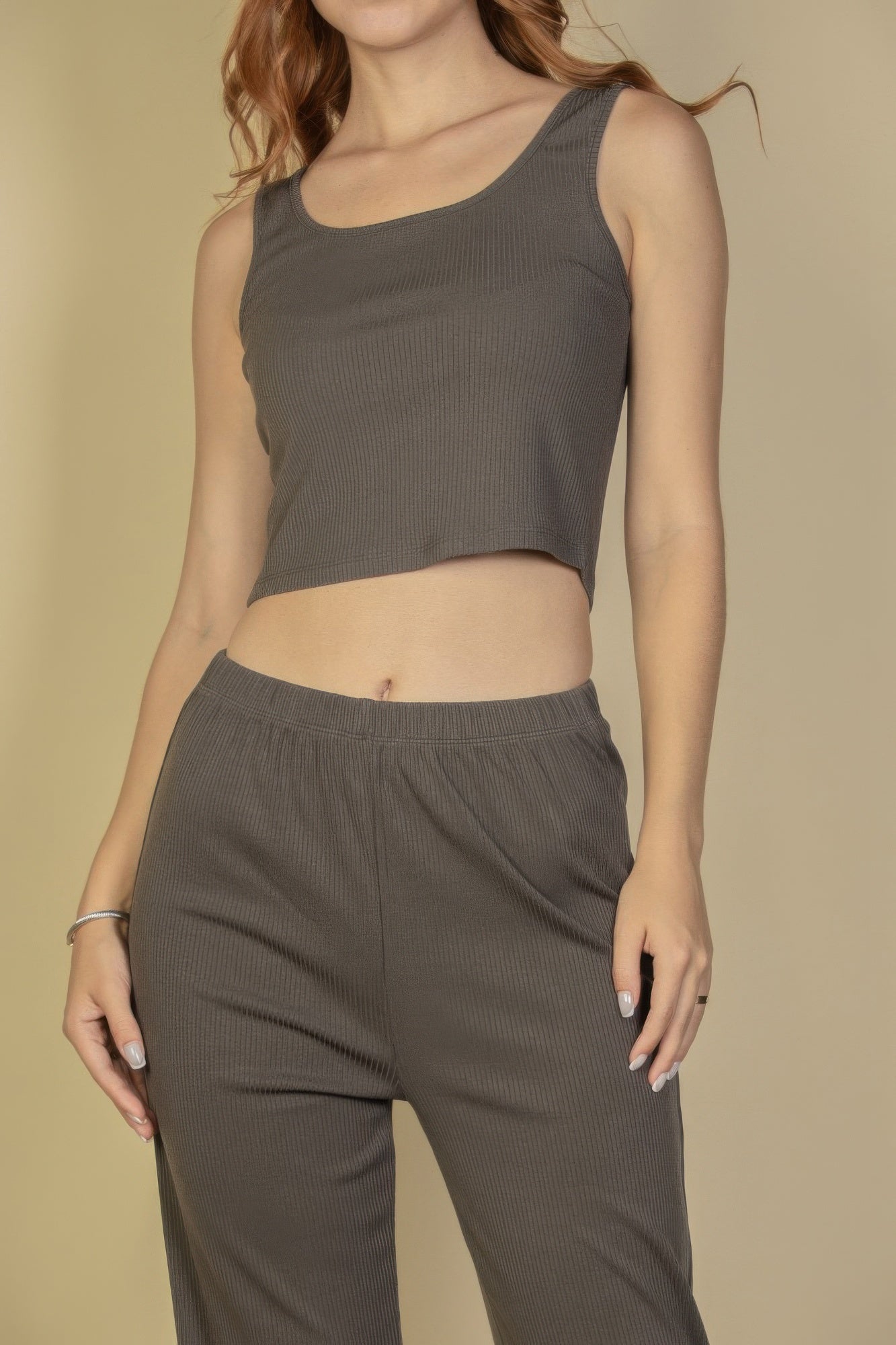Flat Back Rib 3 Pieces Cami Top With Pants And Long Cardigan Set | by atgodanddesigns