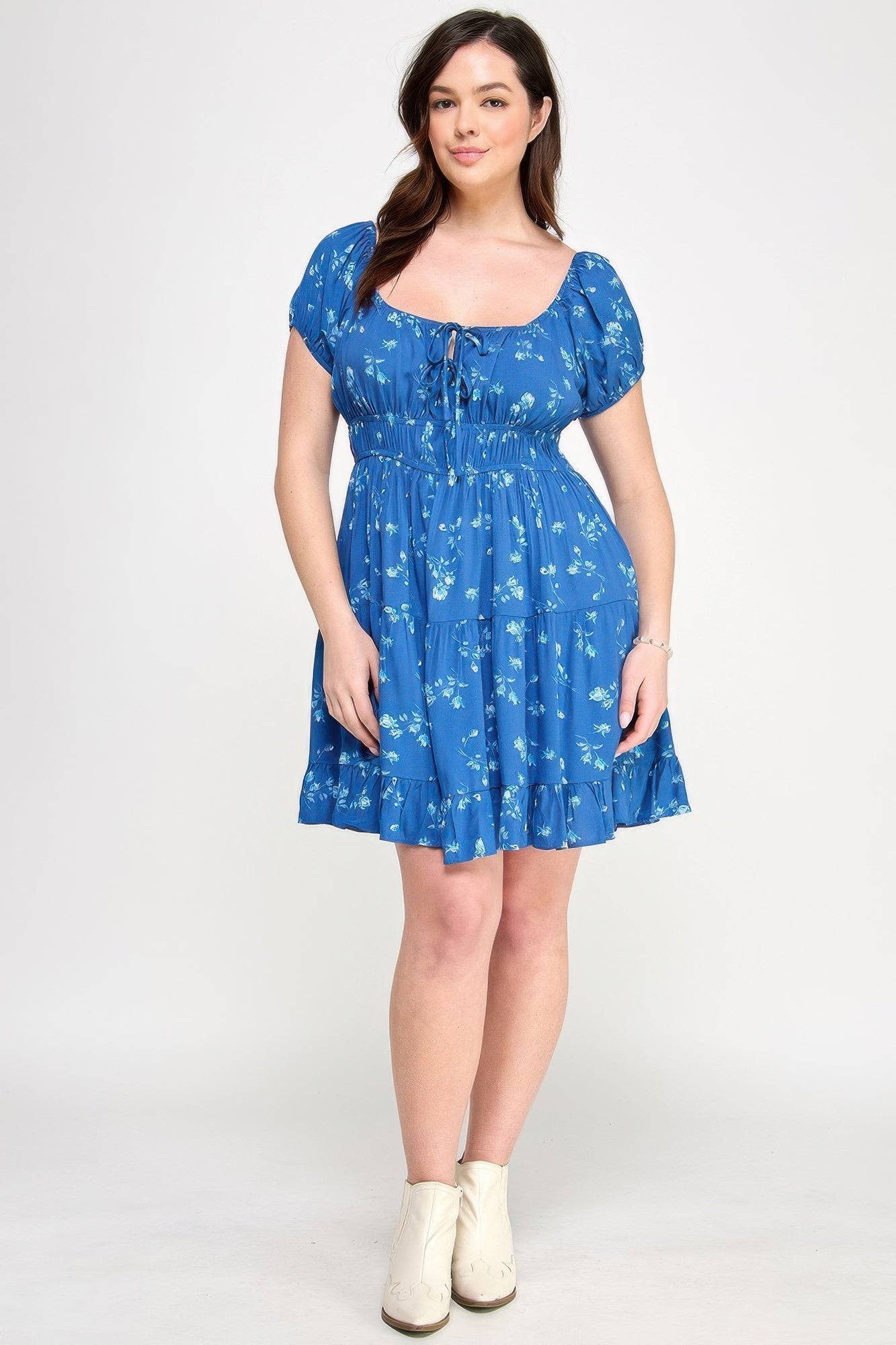 Floral Front - tie Elastic Waist Ruffle Dress | by atgodanddesigns