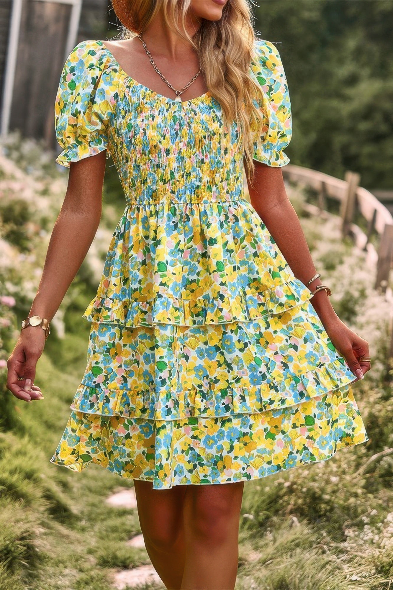 Floral Print Fit Short Sleeve A Line Dress | by atgodanddesigns