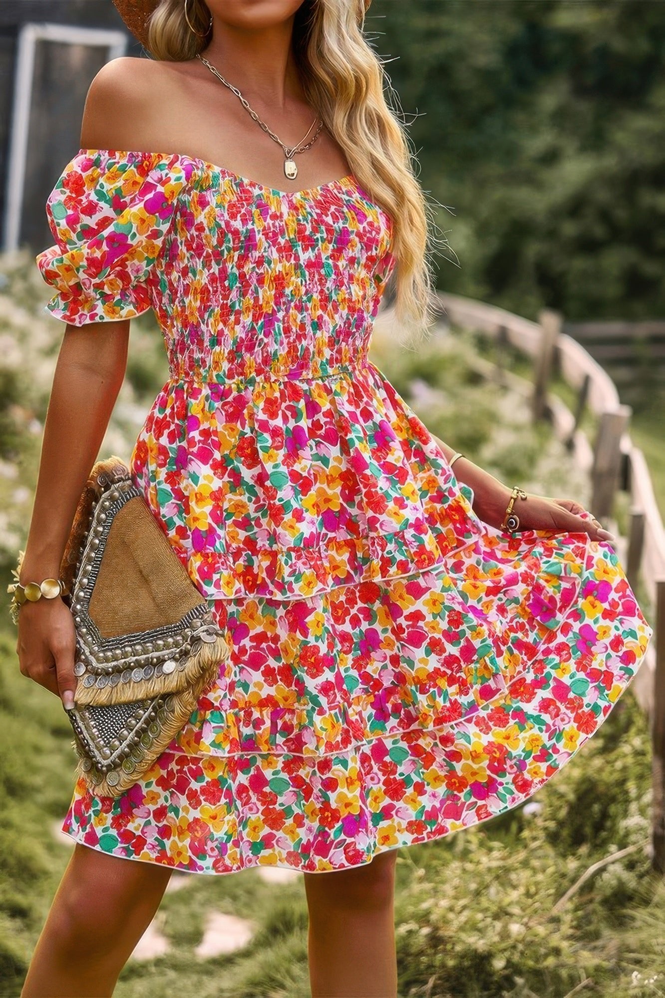 Floral Print Fit Short Sleeve A Line Dress | by atgodanddesigns