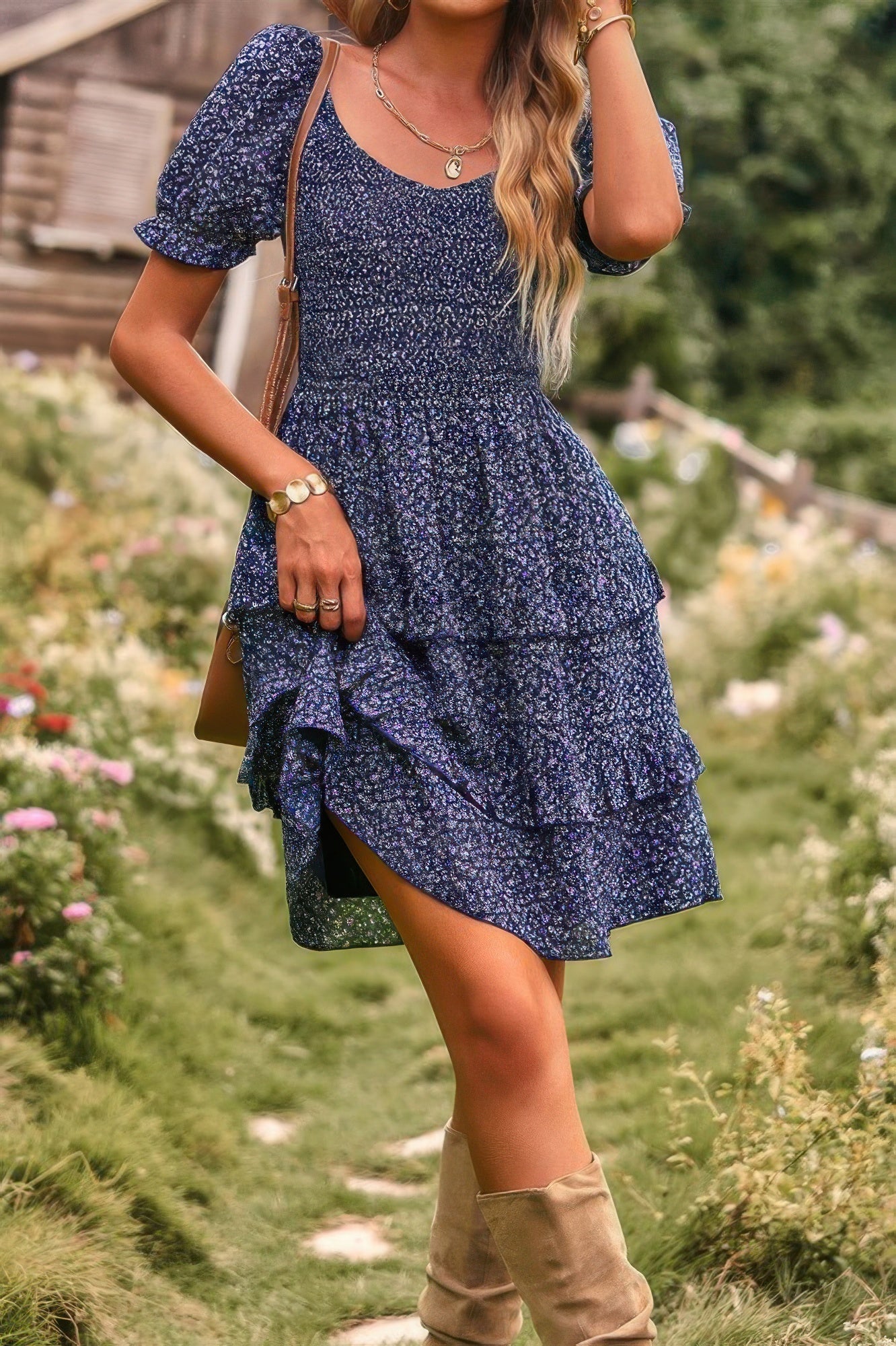 Floral Print Fit Short Sleeve A Line Dress | by atgodanddesigns