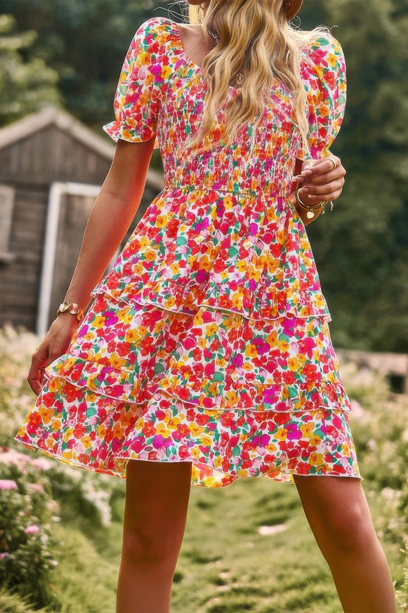 Floral Print Fit Short Sleeve A Line Dress | by atgodanddesigns
