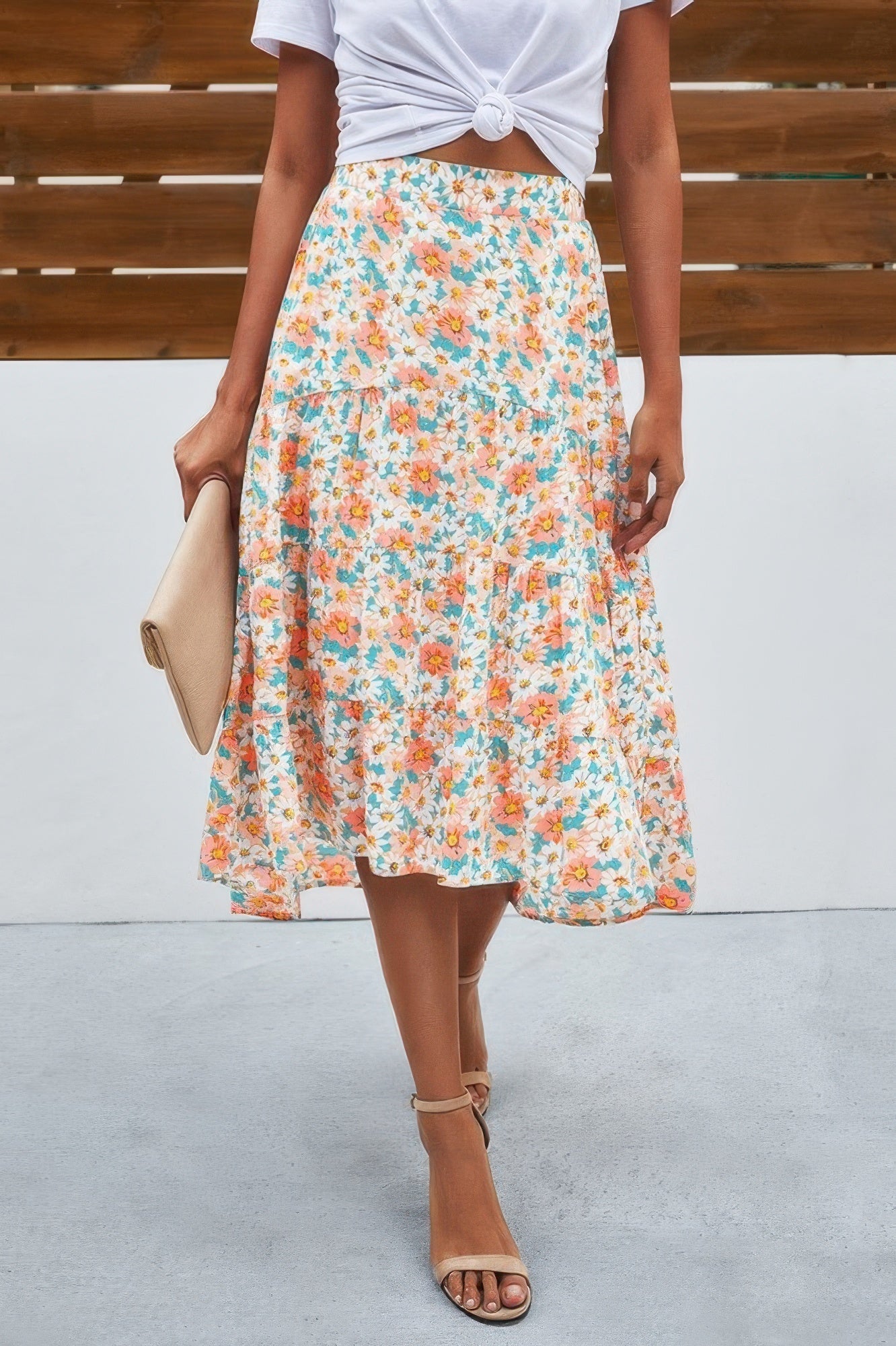 Floral Print High Waist Skirt A Line Long Skirt | by atgodanddesigns