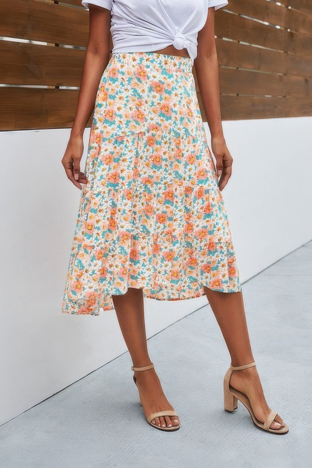Floral Print High Waist Skirt A Line Long Skirt | by atgodanddesigns