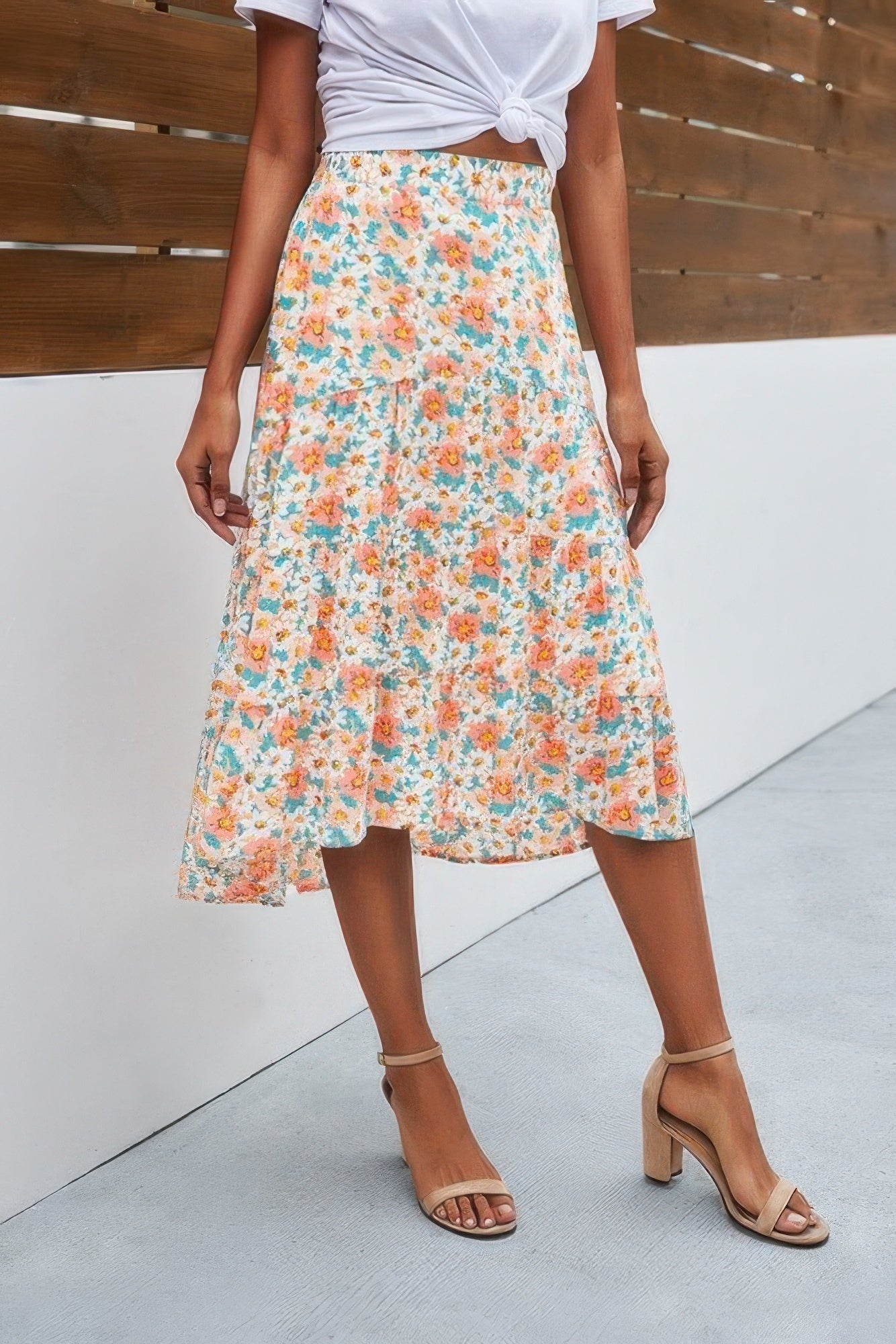 Floral Print High Waist Skirt A Line Long Skirt | by atgodanddesigns