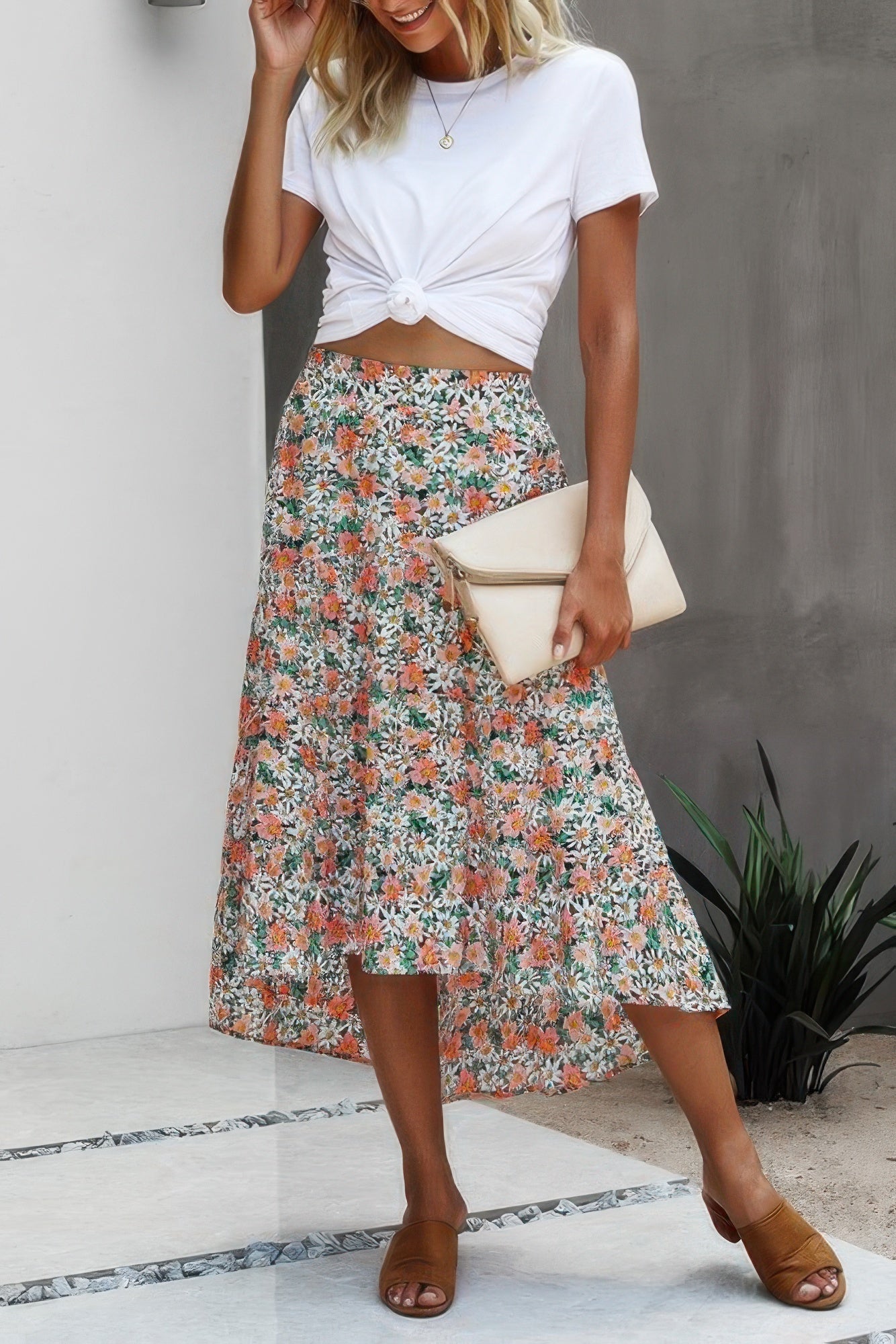 Floral Print High Waist Skirt A Line Long Skirt | by atgodanddesigns