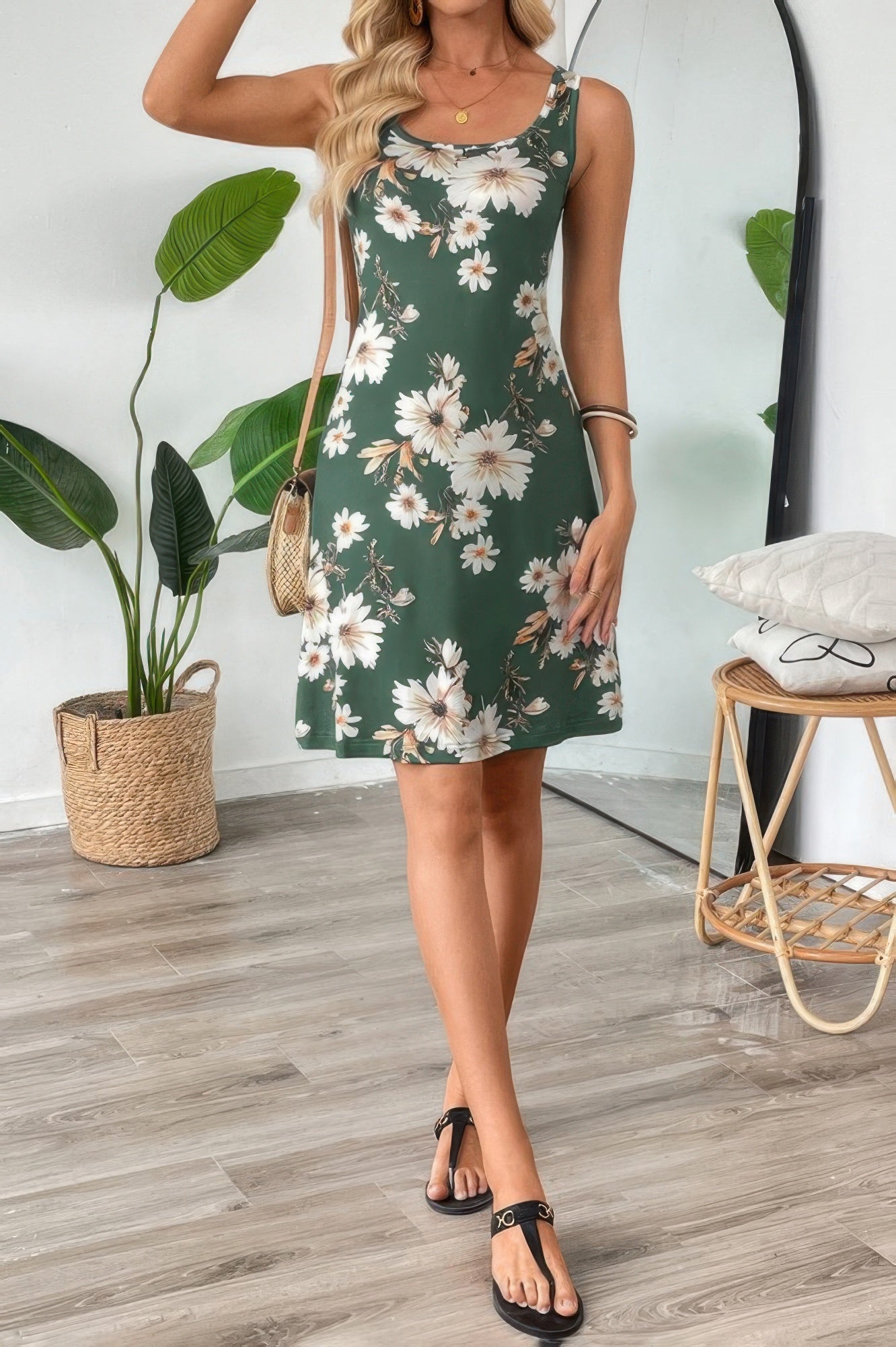 Floral Print Sleeveless Cami Bodycon Midi Dress | by atgodanddesigns