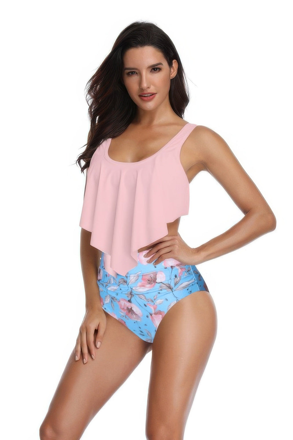 Floral Printed Ruffles Ruffle High Waist Swimsuit | by atgodanddesigns