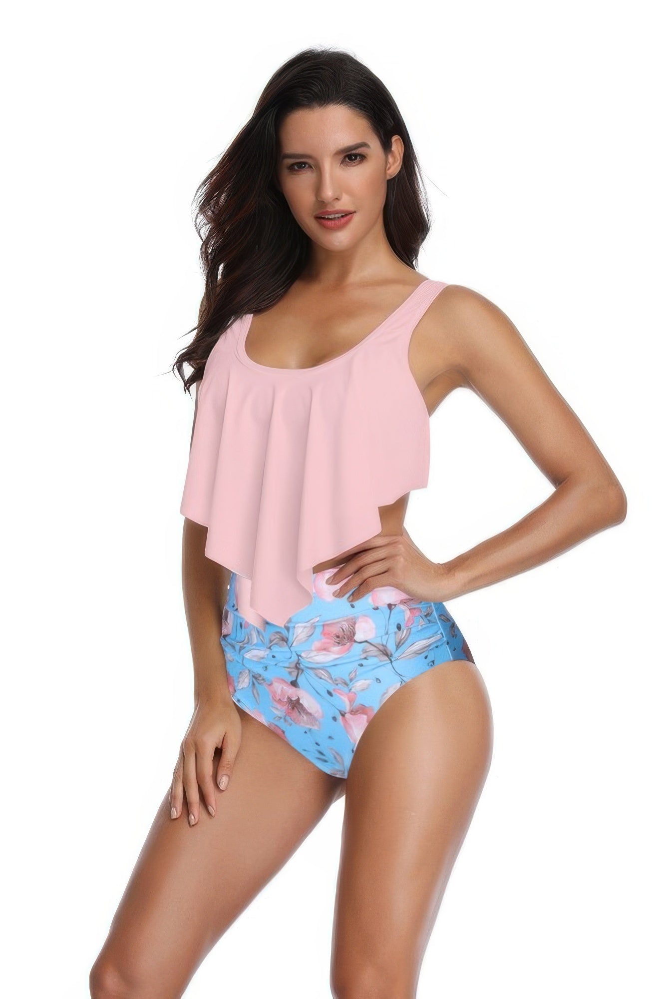 Floral Printed Ruffles Ruffle High Waist Swimsuit | by atgodanddesigns