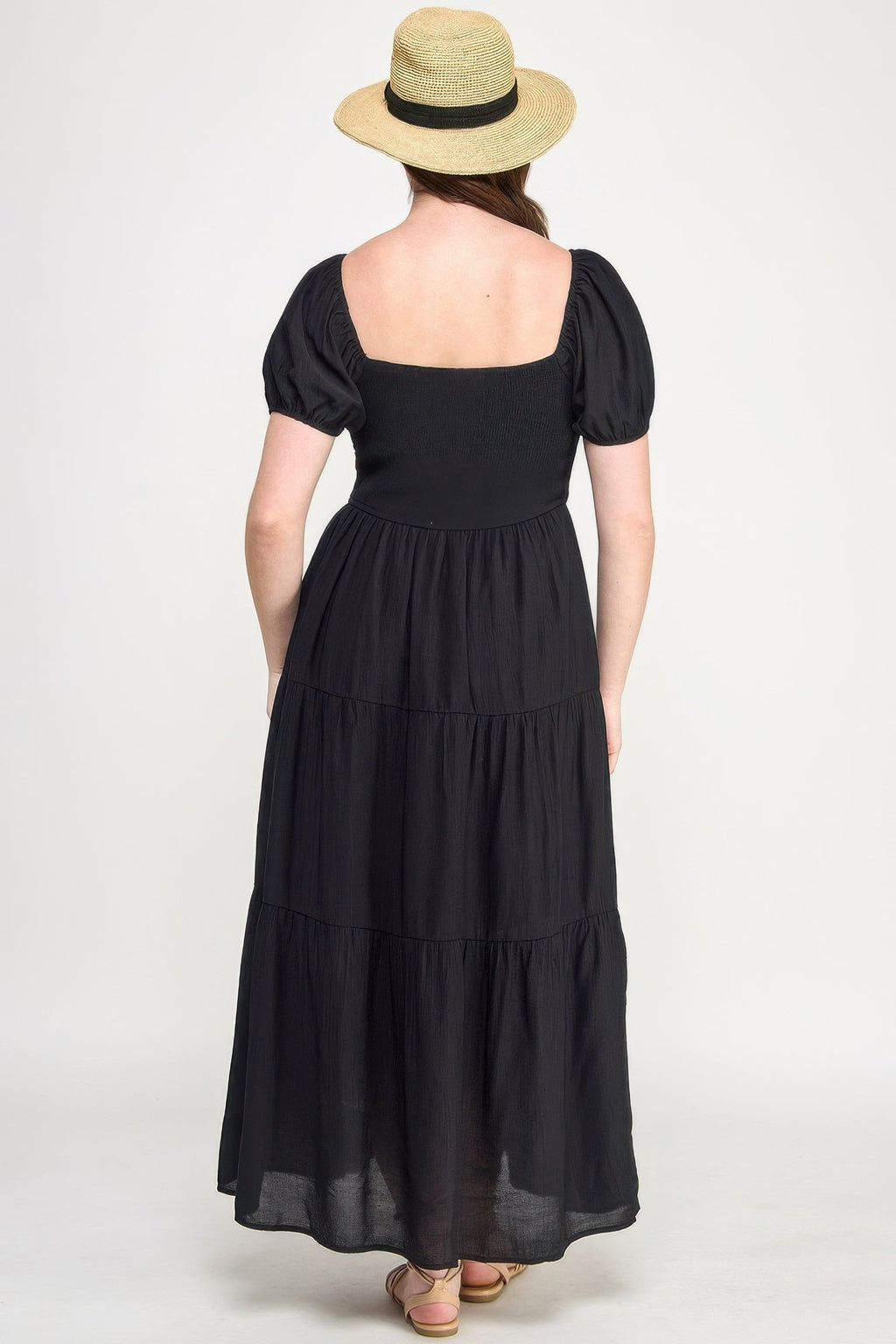 Front Tie Puff Sleeve Tired Maxi Dress | by atgodanddesigns