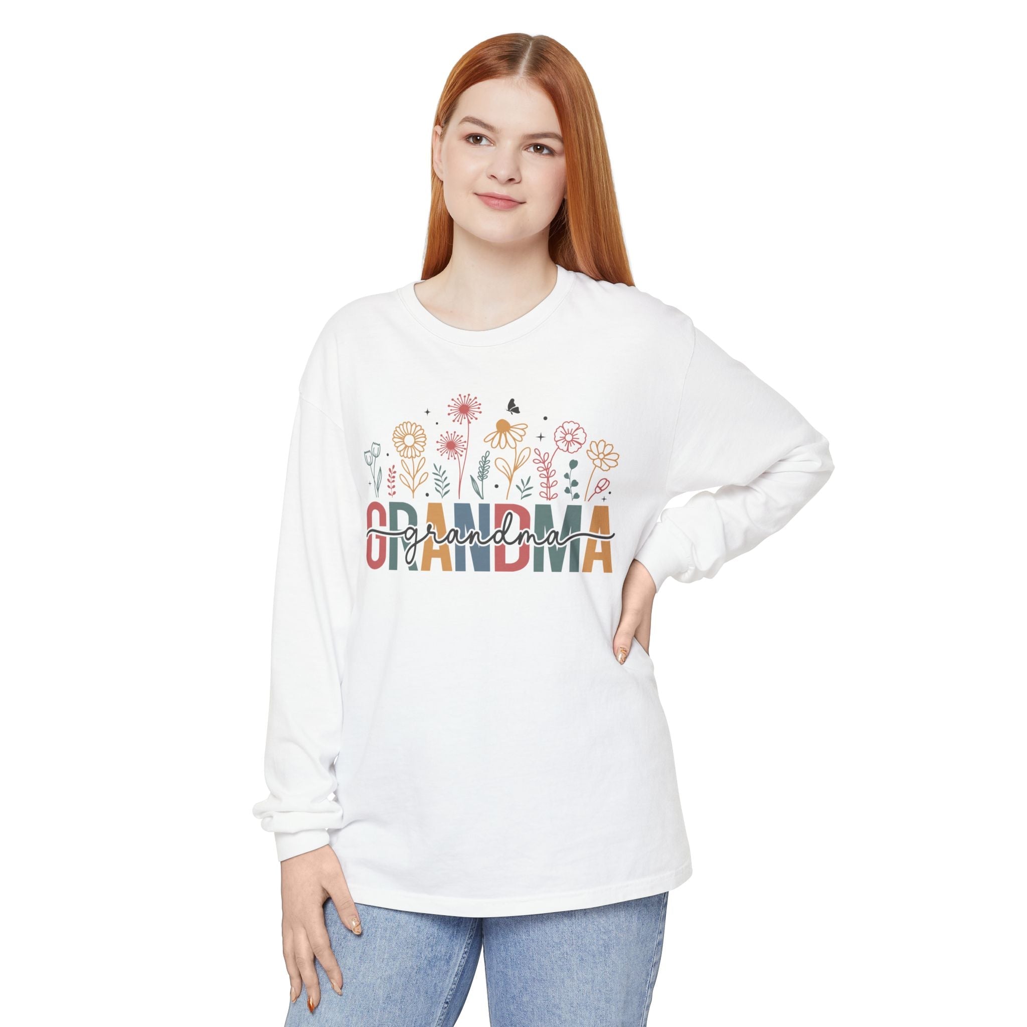 Grandma Long Sleeve - Grandma Floral | Long - sleeve by atgodanddesigns