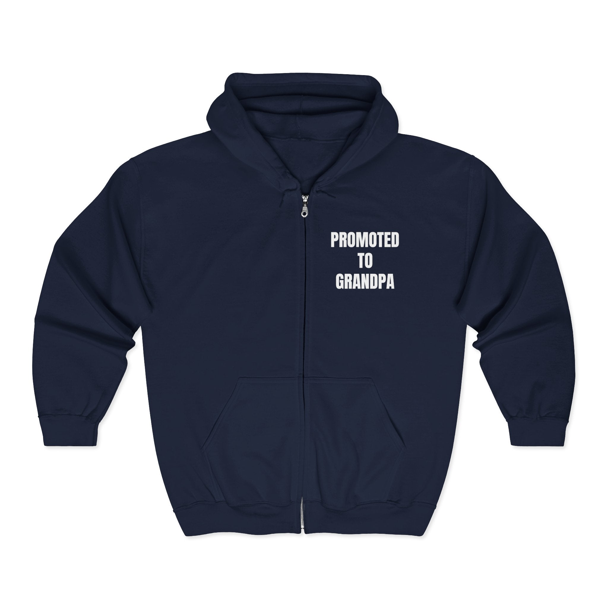 Grandpa Full Zip Hooded Sweatshirt - Promoted to Grandpa | Hoodie by atgodanddesigns