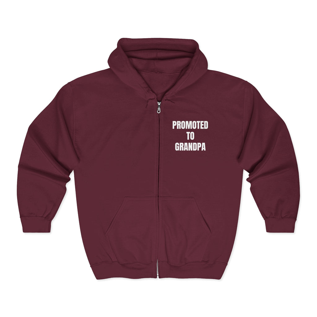 Grandpa Full Zip Hooded Sweatshirt - Promoted to Grandpa | Hoodie by atgodanddesigns