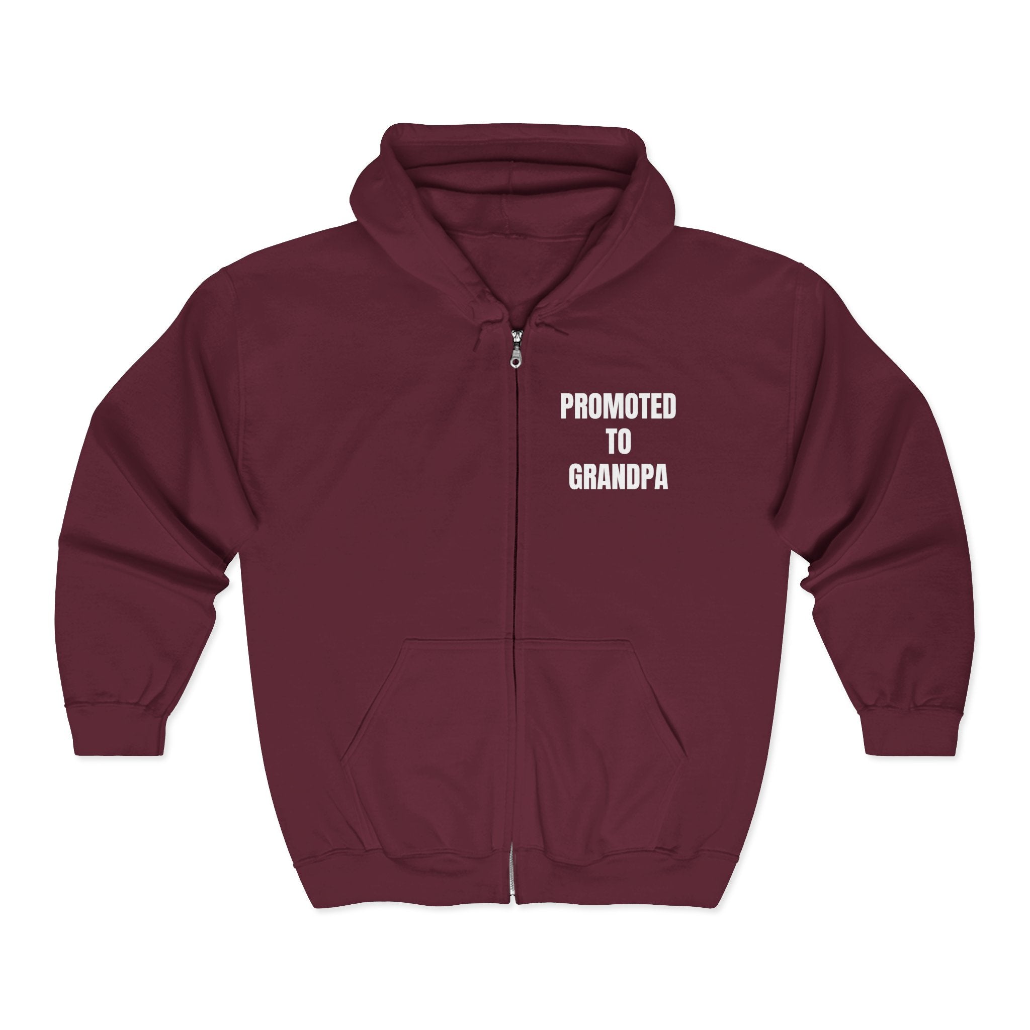 Grandpa Full Zip Hooded Sweatshirt - Promoted to Grandpa | Hoodie by atgodanddesigns
