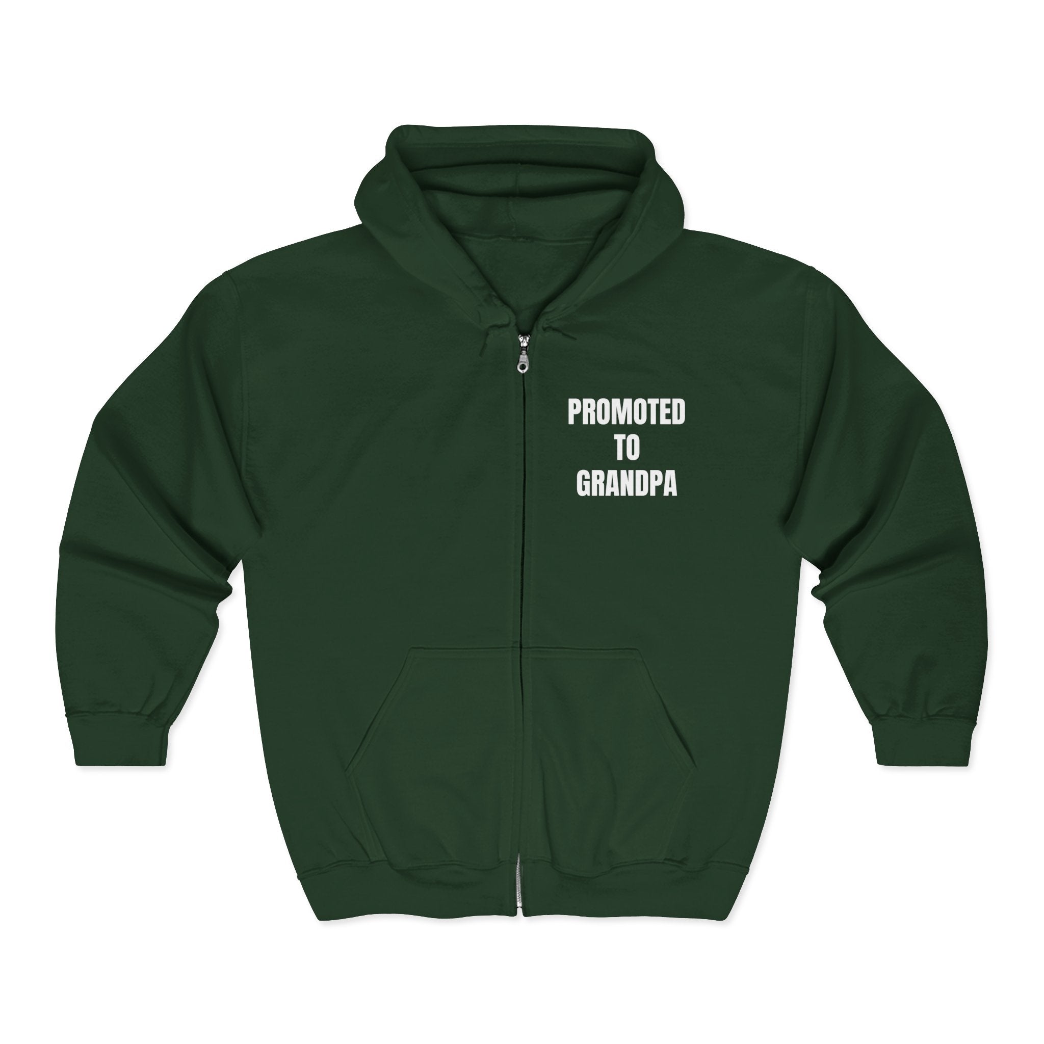 Grandpa Full Zip Hooded Sweatshirt - Promoted to Grandpa | Hoodie by atgodanddesigns