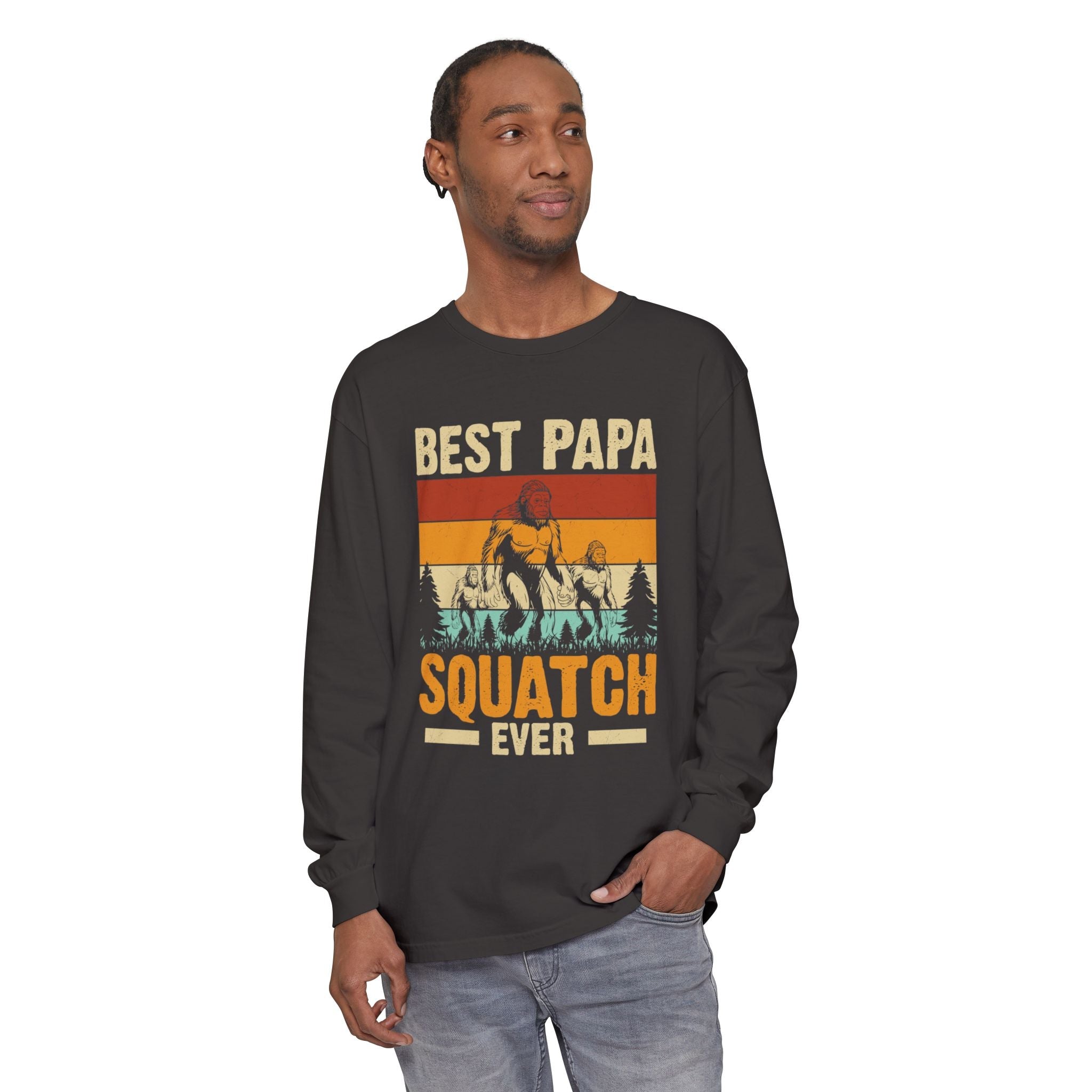 Grandpa Long Sleeve T-Shirt - Best Papa Squatch Ever | Long - sleeve by atgodanddesigns