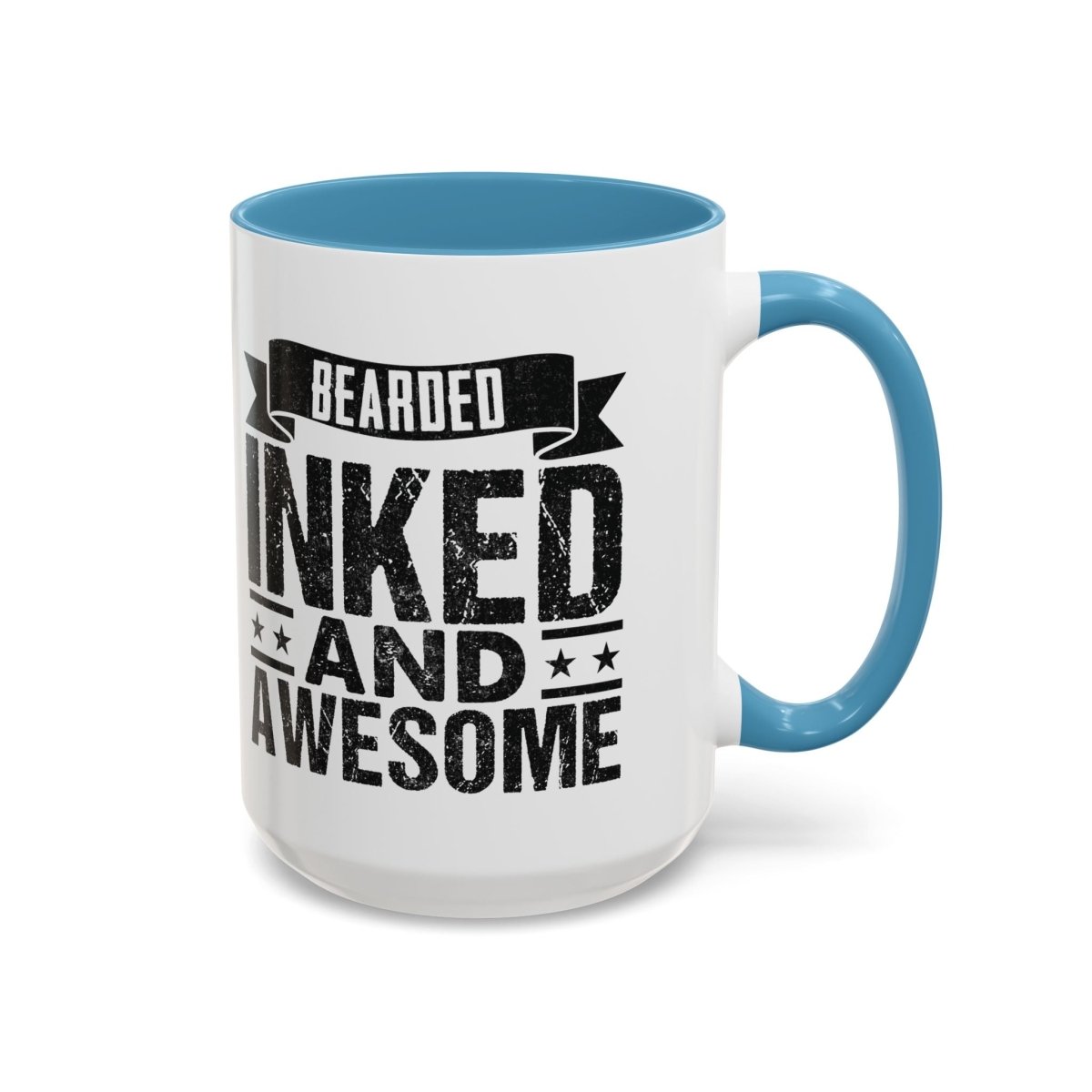Graphic Accent Coffee Mug (11oz, 15oz) - Bearded Inked and Awesome | Mug by atgodanddesigns